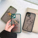 Lkblock ine Art Sketch Flower Girl Protection Phone Case For iPhone 12 11 13 Pro MAX X XS XR SE 2 6s 7 8 Plus Hard Translucent Cover