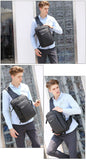 Lkblock Black Man Bag USB Charging Shoulder Bags Fit 9.7 inch ipad Tote Bags for Documents RFID Anti-theft Travel Strap Handbag