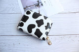 Lkblock Women's Cute Wallet Cow Print PU Leather Business Card Holder Female Girl's Coin Pouch Women Tri-fold Cartoon Short Wallet