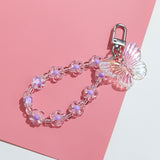 Lkblock Butterfly Flower Keychain Trendy Transparent Bead Lanyards Keyring Mobile Phone Chains for Women Car Keys Bag Decor Pendant