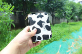 Lkblock Women's Cute Wallet Cow Print PU Leather Business Card Holder Female Girl's Coin Pouch Women Tri-fold Cartoon Short Wallet