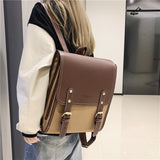 Lkblock Retro Fashion Woman Backpack Pu Leather Big School Backpack Bags for Teenagers Girls Simple New Designer Hand Shoulder Bags