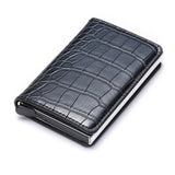 Men's Wallets RFID Credit Card Holder Case Metal Vintage Aluminium Box PU Leather Fashion Cards Wallet Pure Purse