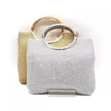 Lkblock Lady's Crystal diamond elegant clutches women bridal wedding wallet purse evening party bag gold silver handbag