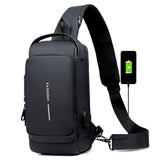 Lkblock New Sling Bag Travel Shoulder Bag Waterproof Sports Chest Bag Anti-theft Crossbody Bag for Men USB Charging bolso para hombre