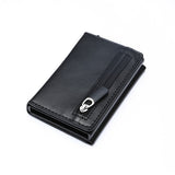 Lkblock Credit Card Holder 2022 New Aluminum Box Card Wallet Men RFID PU Leather Pop Up Card Case Magnet Carbon Fiber Coin Purse