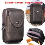 Lkblock Crazy Horse Leather Male Gift Small Summer Pouch Design Cigarette Case 6" Phone Pouch Travel Fanny Waist Belt Bag