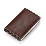 Men's Wallets RFID Credit Card Holder Case Metal Vintage Aluminium Box PU Leather Fashion Cards Wallet Pure Purse