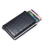 Men's Wallets RFID Credit Card Holder Case Metal Vintage Aluminium Box PU Leather Fashion Cards Wallet Pure Purse