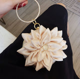 Lkblock Elegant Satin Floral Evening Mini Bag Luxury Lady's Rhinestone round Handbag Wedding Party clutch purse for women FTB343