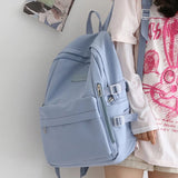 Lkblock Casual Waterproof Nylon Women Bags School Backpack for Teenagers Girls Travel  Backbag Mochilas Female Small Bookbag Kawaii Bag