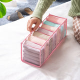 Lkblock Dormitory closet organizer for socks home separated underwear storage box 7 grids jeans bra organizer foldable drawer organizer