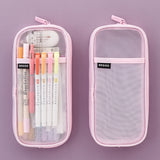 Lkblock Korean Fashion Transparent Pencil Case Pouches Simple Macaroon Large Capacity Pencil Bag Stationery Organizer Pencilcase Holder