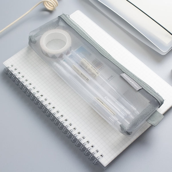 Lkblock Simple Transparent Mesh Pencil Case Office Student Pencil Case ...