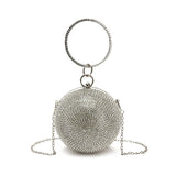 Lkblock Silver Mini Round Ball Evening Bags For Women Fashion diamonds  Clutch Bag Ladies  Messenger Bag Chain Handbag