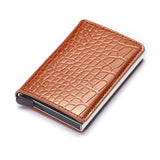 Men's Wallets RFID Credit Card Holder Case Metal Vintage Aluminium Box PU Leather Fashion Cards Wallet Pure Purse