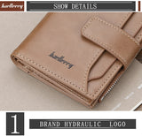 Lkblock Baellerry Men Wallets Fashion Short Desigh Zipper Card Holder Men Leather Purse Solid Coin Pocket High Quality Male Purse