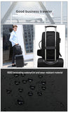 Lkblock Black Man Bag USB Charging Shoulder Bags Fit 9.7 inch ipad Tote Bags for Documents RFID Anti-theft Travel Strap Handbag