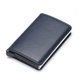 Men's Wallets RFID Credit Card Holder Case Metal Vintage Aluminium Box PU Leather Fashion Cards Wallet Pure Purse