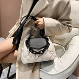 Lkblock Tote Bag Hit Winter PU Leather Padded Quilted  Women's Designer Handbag Luxury Brand Chain Shoulder Crossbody Bags