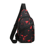 Lkblock Geometric Print Oxford Cloth Casual Crossbody Bags Husband Backpack Sports Travel Outdoor Light Lovers Chest Bags Shoulder Bags