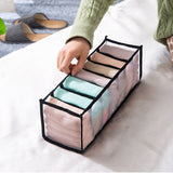 Lkblock Dormitory closet organizer for socks home separated underwear storage box 7 grids jeans bra organizer foldable drawer organizer