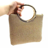 Lkblock Lady's Crystal diamond elegant clutches women bridal wedding wallet purse evening party bag gold silver handbag