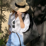 Lkblock Fashion Rattan Women Shoulder Bags Wicker Woven Straw Bag Designer Handbags Large Capacity Tote Casaul Female Summer Beach Purse