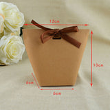 Lkblock 25/50pcs Blank Kraft Paper Bag White Black Candy Bag Wedding Favors Gift Box Package Birthday Party Decoration Bags With Ribbon