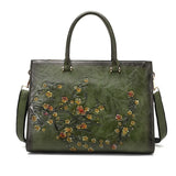 Lkblock Vintage Embossed Women Shoulder Bag Leather Top-handle Bags Ladies Large Capacity Messenger Bags Floral Female Tote Bag