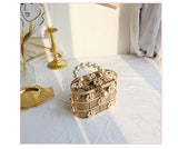 Lkblock Women's Evening Clutch Bag Hollow Out Pearl Flowers Beaded Metallic Wedding Clutch Purse Bucket Handbag for Party ZD1626