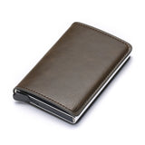 Men's Wallets RFID Credit Card Holder Case Metal Vintage Aluminium Box PU Leather Fashion Cards Wallet Pure Purse