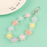 Lkblock Butterfly Flower Keychain Trendy Transparent Bead Lanyards Keyring Mobile Phone Chains for Women Car Keys Bag Decor Pendant