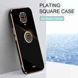 Lkblock Plating Square Finger Ring Holder Phone Case On For Xiaomi Redmi Note 9 Pro Max Note9 S 9s 9pro Luxury Soft Silicone Stand Cover