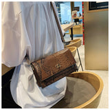 Lkblock Snake Pattern women flap bags PU Leather ladies Handbag Luxury Designer Wide Strap Sling bag for female Shoulder Crossbody Bag