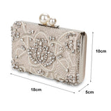 Lkblock Apricot Silver Crystal Clutch Bags Handmade Beaded Pearl Wedding Clutch Purse Luxury Handbags Women Shoulder Bags