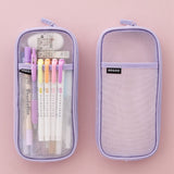 Lkblock Korean Fashion Transparent Pencil Case Pouches Simple Macaroon Large Capacity Pencil Bag Stationery Organizer Pencilcase Holder