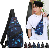 Lkblock Geometric Print Oxford Cloth Casual Crossbody Bags Husband Backpack Sports Travel Outdoor Light Lovers Chest Bags Shoulder Bags