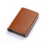 Men's Wallets RFID Credit Card Holder Case Metal Vintage Aluminium Box PU Leather Fashion Cards Wallet Pure Purse