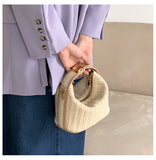 Lkblock Korean Straw handbag for women shoulder bags small bohemian woven beach bags summer female messenger bags Casual totes Beige