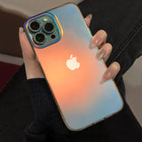 Lkblock Luxury Matte Laser Aurora Phone Case for iPhone 13 Pro Max 12 11 XS X XR 7 Plus 12 13 Mini Hybrid Ammor Shockproof Back Cover