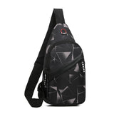 Lkblock Geometric Print Oxford Cloth Casual Crossbody Bags Husband Backpack Sports Travel Outdoor Light Lovers Chest Bags Shoulder Bags