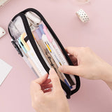 Lkblock Korean Fashion Transparent Pencil Case Pouches Simple Macaroon Large Capacity Pencil Bag Stationery Organizer Pencilcase Holder