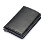 Men's Wallets RFID Credit Card Holder Case Metal Vintage Aluminium Box PU Leather Fashion Cards Wallet Pure Purse