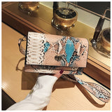 Lkblock Snake Pattern women flap bags PU Leather ladies Handbag Luxury Designer Wide Strap Sling bag for female Shoulder Crossbody Bag