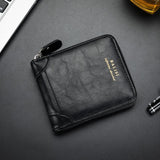 Lkblock New Vintage Short Mens Wallet High Quality Business Purses Retro Small Leather Wallet Men Luxury Card Holder Zipper Coin Purs
