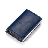 Men's Wallets RFID Credit Card Holder Case Metal Vintage Aluminium Box PU Leather Fashion Cards Wallet Pure Purse