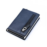 Lkblock Credit Card Holder 2022 New Aluminum Box Card Wallet Men RFID PU Leather Pop Up Card Case Magnet Carbon Fiber Coin Purse