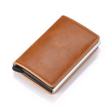 Men's Wallets RFID Credit Card Holder Case Metal Vintage Aluminium Box PU Leather Fashion Cards Wallet Pure Purse