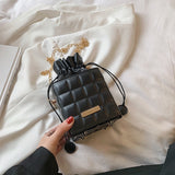 Lkblock Women Mini Crossbody Bags Drawstring Bags Lilac Clutch Bag Top Handle Bag Leather Square Bucket Bag Luxury Designer Handbag